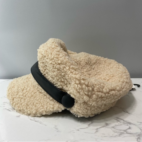 Sherpa Hat with Black Leather Accent - Picture 3 of 5